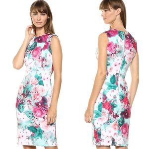 Calvin Klein Womens  Scuba Sleeveless Floral Dress